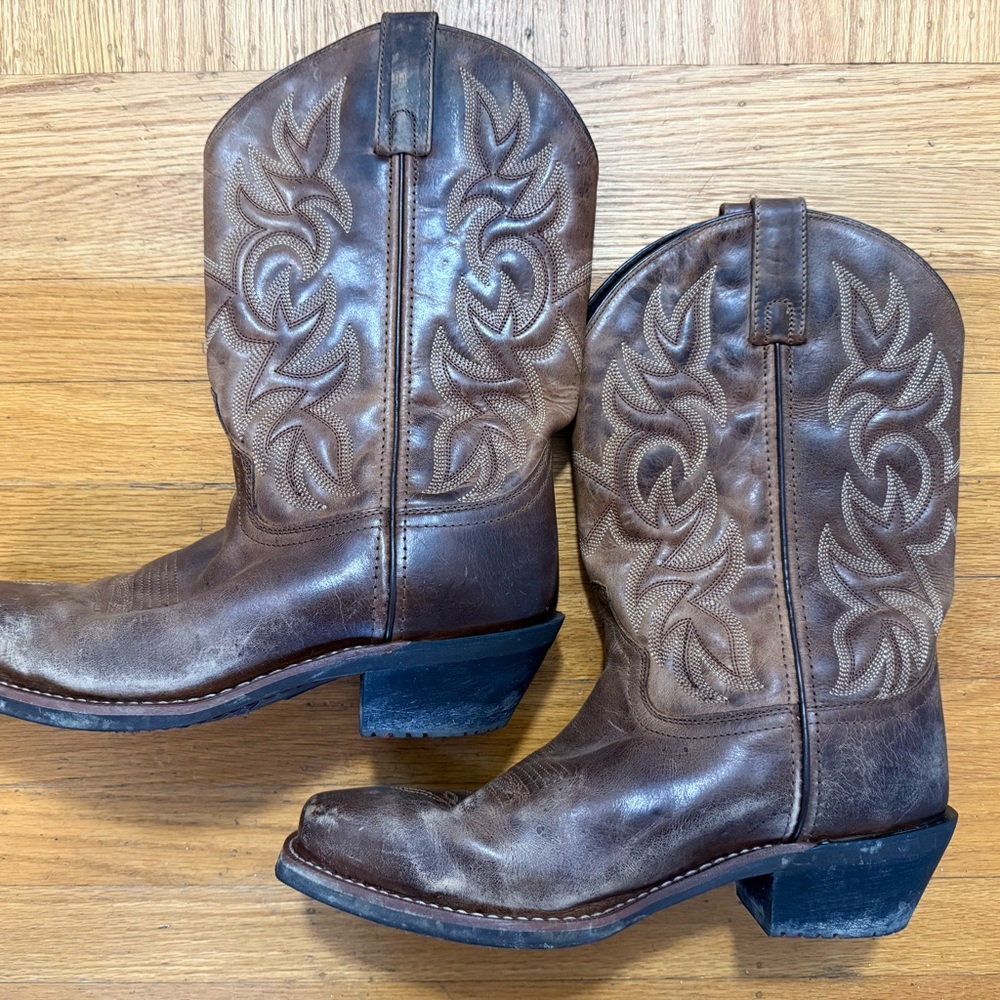 Laredo Balance Man Brown Leather Cowboy Boots 9.5 - Picture 3 of 8